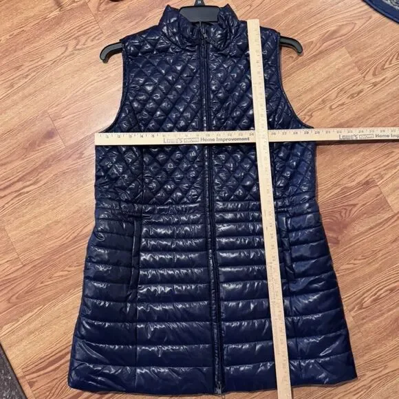 Talbots Long PrimaLoft Filled Puffer Vest Womens Large Navy Blue Full Zip New * - Picture 12 of 12